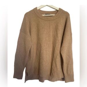 J. Crew Tan/Brown Wool Crew Neck Oversized Sweater